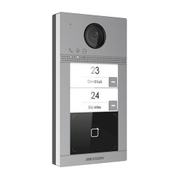 Panou exterior videointerfon IP Hikvision pentru 2 familii, Wi‑Fi si control acces