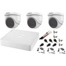 Sistem supraveghere Hikvision interior cu 3 camere audio-video 2MP