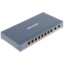 Switch PoE+ Hikvision cu 8 porturi si 2 porturi uplink Gigabit