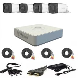 Sistem supraveghere Hikvision cu 4 camere 2MP Full HD, IR 40m si DVR