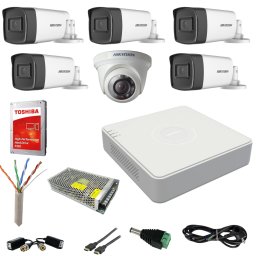 Sistem supraveghere Hikvision cu 6 camere Turbo HD 2MP si HDD 1TB