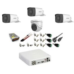 Sistem supraveghere Hikvision cu 4 camere 5MP, DVR 4 canale si accesorii