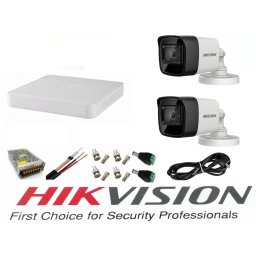 Sistem supraveghere Hikvision cu 2 camere 5MP IR 80m si DVR 4 canale