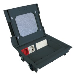 Doza de pardoseala îngropata din plastic, 16 module, capac metalic, DLX