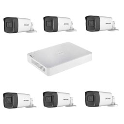 Kit supraveghere video exterior Hikvision 6 camere 5MP IR 40m DVR 8 canale