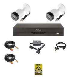 Sistem supraveghere video Dahua exterior cu 2 camere 2MP si DVR 4 canale