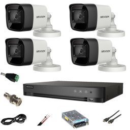 Sistem supraveghere video Hikvision 4 camere 8MP 4K cu DVR 4 canale