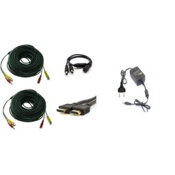 Kit accesorii supraveghere pentru 2 camere cu cabluri mufate si sursa 12V
