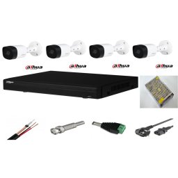 Sistem supraveghere video exterior Dahua cu 4 camere 2MP IR 20 m