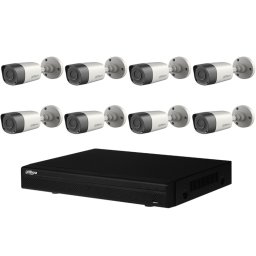 Kit supraveghere exterior Dahua cu 8 camere Bullet 2MP si DVR 8 canale
