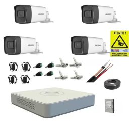 Kit supraveghere Hikvision cu 4 camere 1080P, IR 40 m si HDD 1TB
