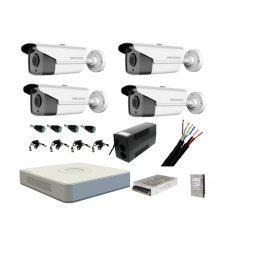 Kit supraveghere exterior Hikvision cu 4 camere Full HD, HDD 1TB si UPS