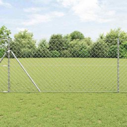 Stalp de gard din otel argintiu 10 x 1,2 m, fixare la sol, vidaXL