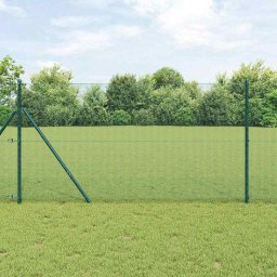 Gard din plasa verde 25 x 1 m din otel, pentru exterior, vidaXL