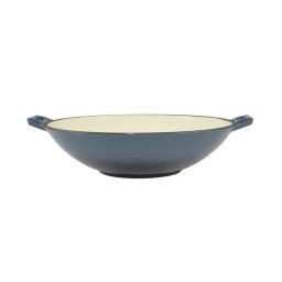 Vas de fonta tip Wok, emailat, albastru, 35.5x11 cm, Perfect Home