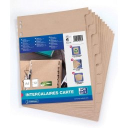 Separatoare carton reciclat, A4, 12 buc/set, OXFORD Touareg - bej natural