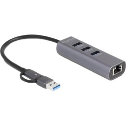 Docking Station USB-C 64282 - USB-C, 3x USB-A, RJ-45 Gigabit LAN, Gri - Compatibil Mac / Windows / Chrome OS