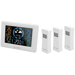 RESIGILAT - Statie meteo interior-exterior GoGEN ME 3397 W, LCD color, 3 senzori inclusi, ceas cu alarma, alb
