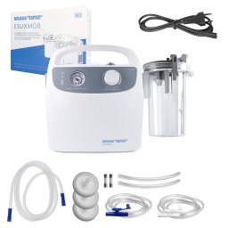 Aspirator electric portabil Novama Expert ESUXMOB, pentru indepartarea secretiilor din caile respiratorii si cavitati, cu acumulator incorporat, vacuum 85 kPa, recipient 1000 ml, pompa fara ulei