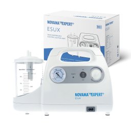 Aspirator electric Novama Expert ESUX 7E-C, cu pompa fara ulei, destinat aspirarii eficiente a lichidelor biologice, vacuum maxim 75 kPa, recipient 1000 ml, functionare silentioasa, 2 catetere, filtre