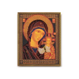 Set broderie cu margele cusute, Icoana Maica din Kazani, 19x23 cm