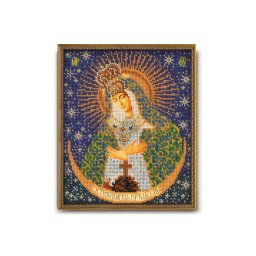 Set broderie cu margele cusute, Icoana Doamna noastra de la poarta rasaritului, 20x24 cm