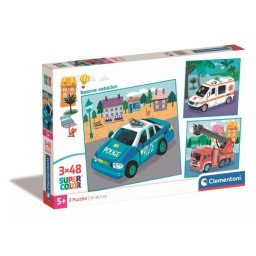 Clemenotni: SuperColor vehicule de salvare - puzzle de 3 x 48 piese