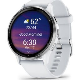 Smartwatch Garmin Venu 3, Wi-Fi, curea silicon, 45mm Silver/Whitestone