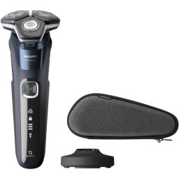 Aparat de barbierit Aparat de barbierit Philips Shaver Seria 5000 S5885/35, barbierit umed/uscat, tehnologie SkinIQ, fara fir, capete flexibile 360°, display LED, senzor Power Adapt, lame auto-ascutire, lama integrata, 60 min, toc transport, suport incarc
