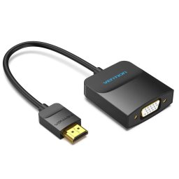 Convertor video Vention, HDMI(T) la VGA (M) si Jack 3.5mm (M), 0.15m, rezolutie maxima 1080p la 60 Hz, conectori auriti, 5V/1A, invelis PVC si ABS, negru, "42154" (timbru verde 0.18lei) - 6922794742154