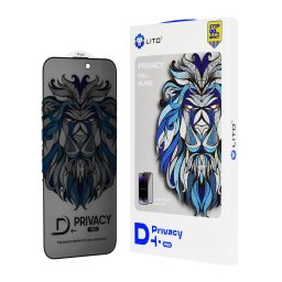 Lito D+ Pro Privacy - Folie protecție ecran din Sticlă securizată - compatibil cu Apple iPhone 15 Pro Max - Privacy - culoare Negru