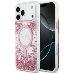 Husa Husa pentru iPhone 17 Pro Max - Guess Resin Bottom Glitter MagSafe (GUHMP17XRGRGEP) - Pink
