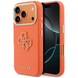 Husa Husa pentru iPhone 17 Pro Max - Guess Hardcase Resin Logo (GUHCP17X5PS4RGGO) - Orange