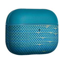 Carcasa Pitaka pentru AirPods Pro 3, fibra de aramida, Golden Glint albastru, protectie premium