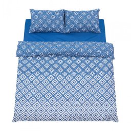Lenjerie dubla 100% bumbac 4 piese, Blu