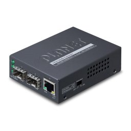 Media convertor 10/100/1000Base-T to Dual 1000Base-X SFP (1 TP, 2
