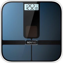 Cantar Cântar corporal smart 180 kg, Bluetooth, analiză corporală completă, display VA mare, încărcare solară, sticlă securizată, Negru