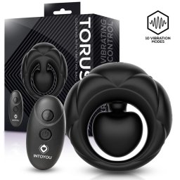 InToYou Torus Cock Ring with Vibrating Ball & Remote Black