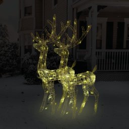 Decoratiuni reni de Craciun, 2 buc., alb cald, 120 cm, acril GartenMobel Dekor