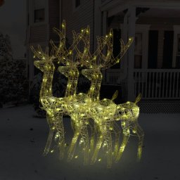 Decoratiuni reni de Craciun, 3 buc., alb cald, 120 cm, acril GartenMobel Dekor