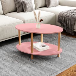 Masa de cafea Højreby roz cu raft, 70x44x43 cm, [en.casa]