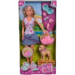 Papusa Steffi Love cu catelusii la plimbare, 29 cm, 10 accesorii