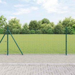 Stalp de gard verde din otel, pentru exterior, 10 x 1 m, vidaXL