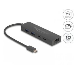 HUB USB 3.2 type C la 1 x USB-C + 2 x USB-A + 2.5 Gigabit LAN + PD 85W, Delock 64110