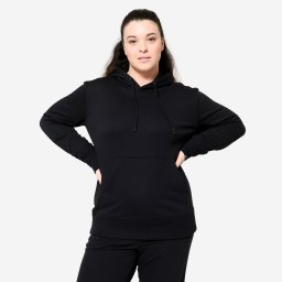 Hanorac cu glugă din bumbac Fitness Negru Damă
