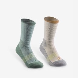 Set 2 perechi de șosete lungi de drumeție 27-38 Hike 500 Verde Copii