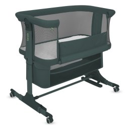 Patut co-sleeper, lionelo, jodie, multifunctional, reglabil in 6 pozitii pe inaltime, saltea cu densitate t25, functie de leganare, cu plasa de tantari, buzunar depozitare, geanta transport, 84x48x70-80 cm, verde inchis