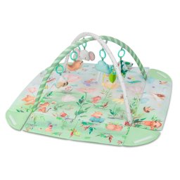 Salteluta interactiva, lionelo, inga, 7 jucarii senzoriale, detasabile, fosnaitoare, 116x112 cm, lavabila la masina de spalat, multicolor