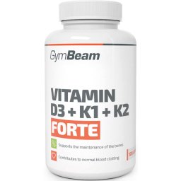 GymBeam Vitamin D3 + K1 + K2 Forte capsule pentru susținerea sistemului imunitar și a sănătății dinților 120 caps.