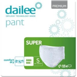 Scutece Chilot Adulti Dailee Premium Super, Marimea S, 7 Picaturi, 15 Bucati